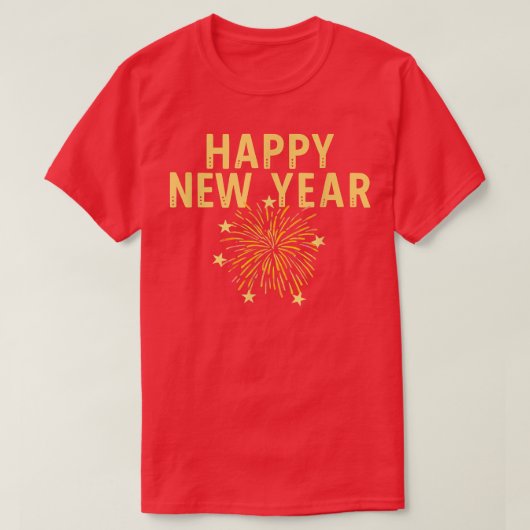 T-shirt Happy New Year Big Bold Fireworks Celebrate Party  (Design devant)