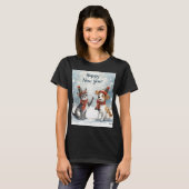 T-shirt Happy New Year – Cute Animals in Festive Hats & Sc (Devant entier)