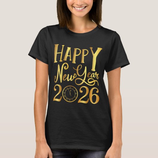 T-shirt Happy New Year Party 2026 Family Matching (Devant)