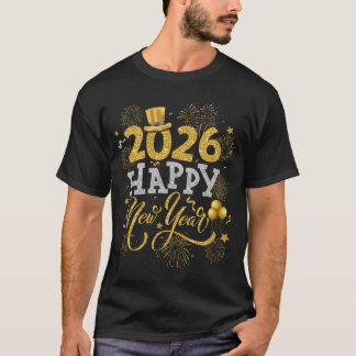 T-shirt Happy New Year Party 2026 Fireworks Family Matchin