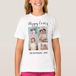 T-shirt Happy Pâques Custom 4 Photo Collage Famille Pâques