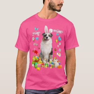 T-shirt Happy Pâques mignon lapin chien australien Berger