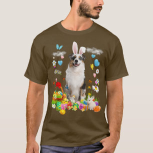 T-shirt Happy Pâques mignon lapin chien australien Berger