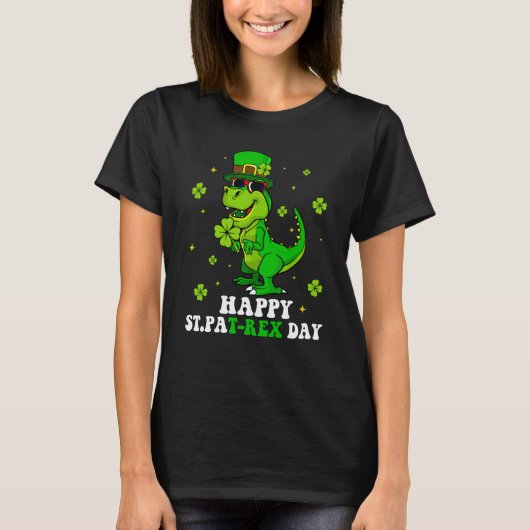 T-shirt Happy Pat Rex Day Dinosaur Ireland Shamrock St Pat (Devant)
