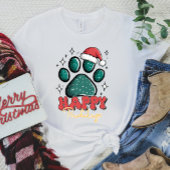 T-shirt Happy Pawlidays Père Noël Empreinte de patte T-shi