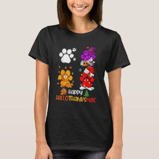 T-shirt Happy Paws Thanksgiving Dog Hallothanksmas heureux