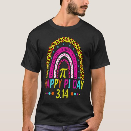 T-shirt Happy Pi Day Mathematic Math Teacher  Leopard Rain (Devant)