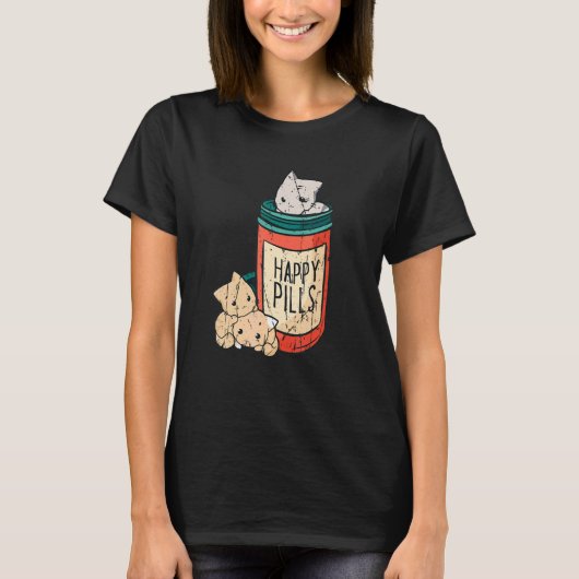 T-shirt Happy Pills adorable Kitten mignon chat (Devant)