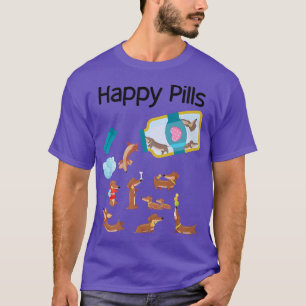 T-shirt Happy Pills Dachshund Chiens mignons Dachshund Ama