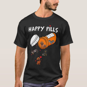 T-shirt Happy Pills mignon Dachshunds Amateurs Cadeau