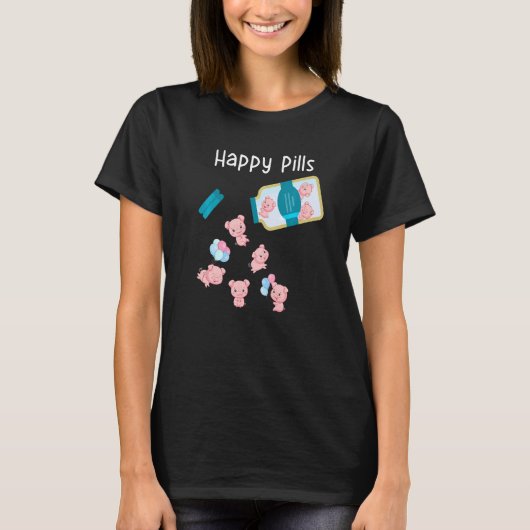 T-shirt Happy Pills Pig Cute (Devant)