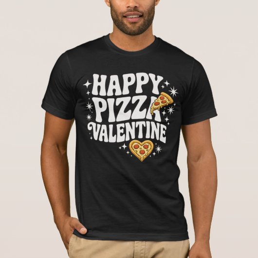 T-shirt Happy Pizza Valentine Funny Pizza Love Design (Devant)
