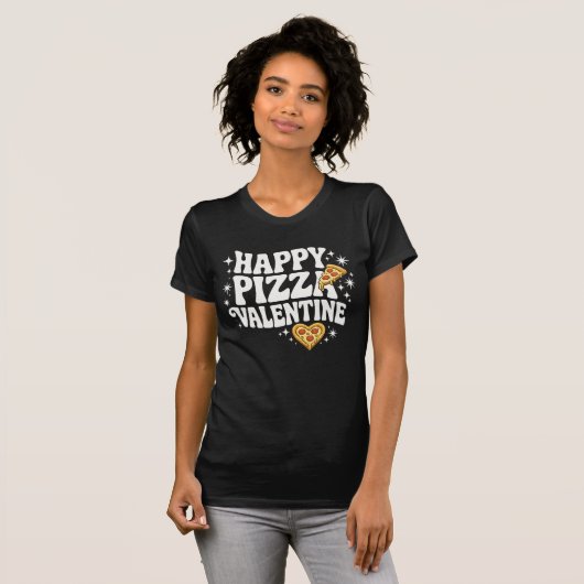 T-shirt Happy Pizza Valentine Funny Pizza Love Design (Devant entier)