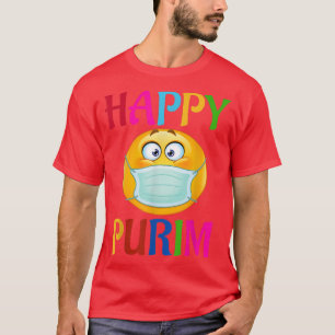 T-shirt Happy Purim Costume drôle Visage Juif Masque
