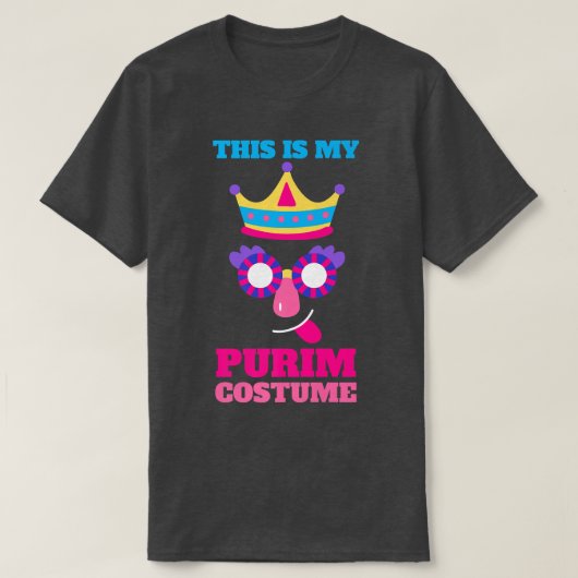 T-shirt Happy Purim Costume Idea Cute Mask Hébreu Juif H (Design devant)