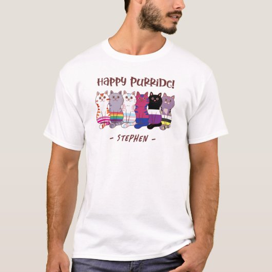 T-shirt Happy Purride - LGBTQ Pride Cats (Devant)