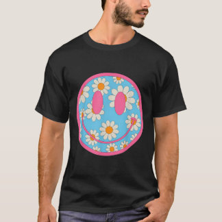 T-shirt Happy Retro Daisy Smile Face Preppy Hommes esthéti