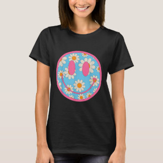 T-shirt Happy Retro Daisy Smile Face Preppy Hommes esthéti