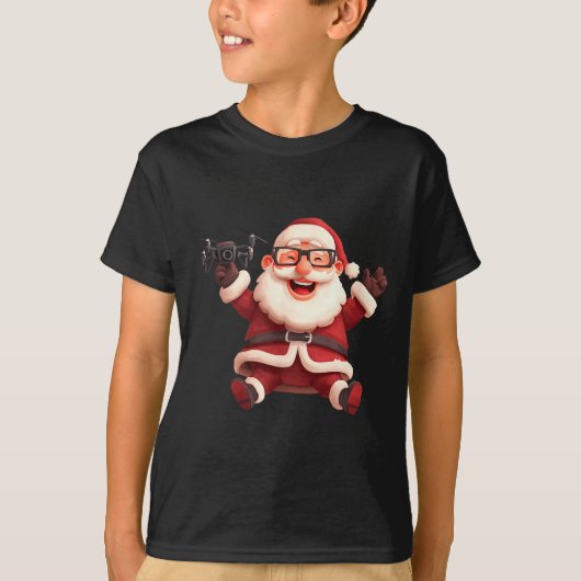 T-shirt Happy Santa Claus With Drone For Lots And Drones L (Devant)