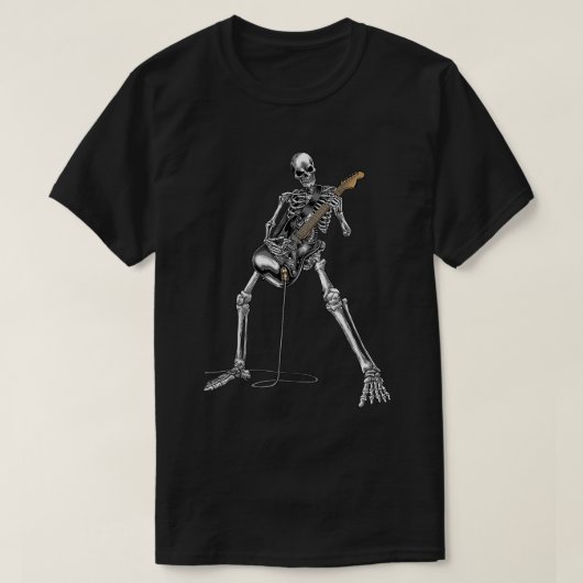 T-shirt Happy Skeleton Guitar Guy, Rock And Roll Band (Design devant)