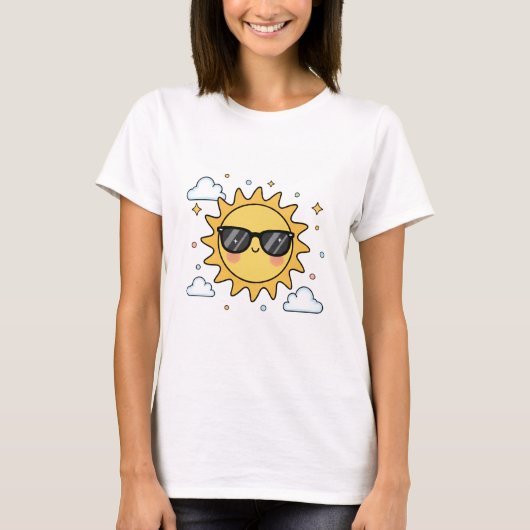 T-shirt Happy Smiling Sun Cartoon - Minimalist Kawaii Suns (Devant)