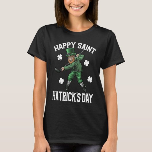 T-shirt Happy St Hatrick's Day St Patrick's Day Hockey (Devant)