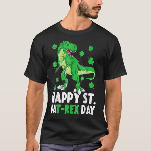 T-shirt Happy St PaT Rex Dinosaur Saint Patrick's Day For  (Devant)