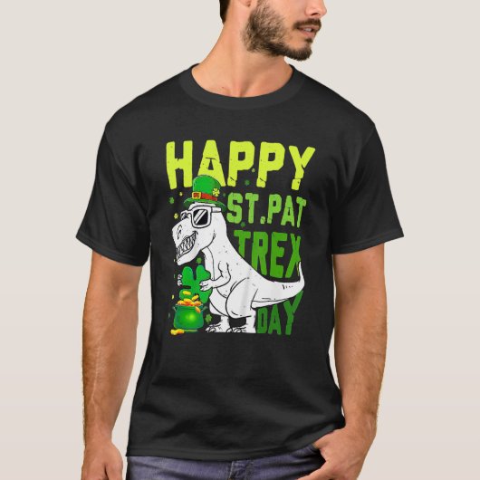 T-shirt Happy St PaT Rex Dinosaur Saint Patrick's Day For (Devant)