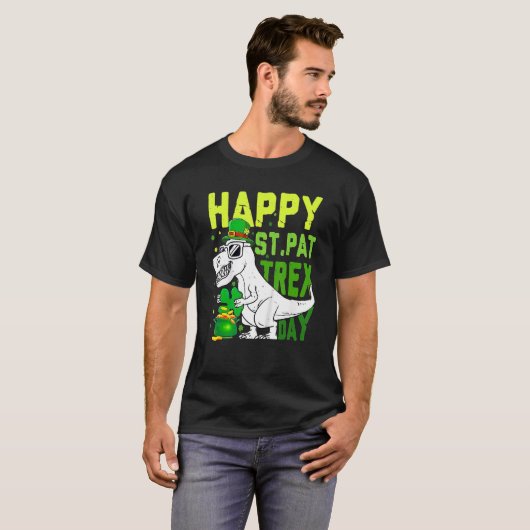 T-shirt Happy St PaT Rex Dinosaur Saint Patrick's Day For  (Devant entier)