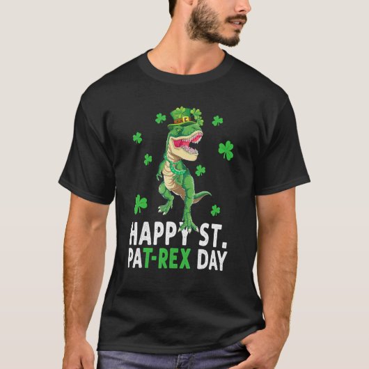 T-shirt Happy St Pat T Rex Saint Patrick's Day Dinosaur Bo (Devant)