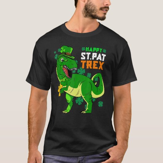 T-shirt Happy St Pat Trex Day Saint Patrick Dinosaur Boys  (Devant)