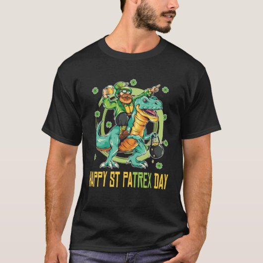T-shirt Happy St Patrex Day Rex Dinosaur Shamrock C leaf (Devant)