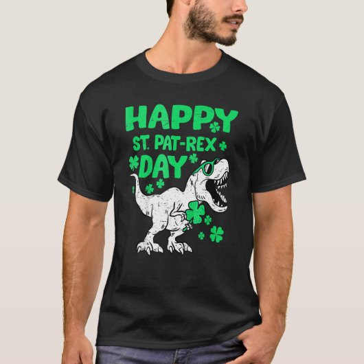T-shirt Happy St PaTRex Dinosaur Saint Patrick's Day Boys  (Devant)