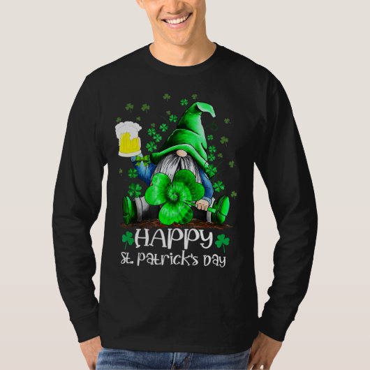 T-shirt Happy St Patrick s Day Gnome Tie Dye Shamrock (Devant)
