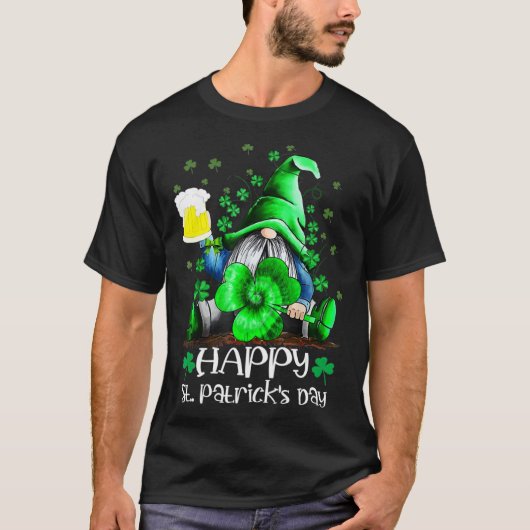 T-shirt Happy St Patrick s Day Gnome Tie Dye Shamrock (Devant)