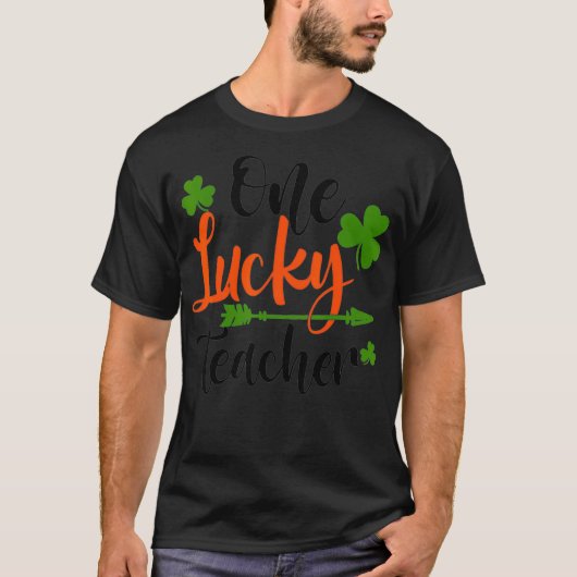 T-shirt Happy St Patricks Day Cute One Lucky Teacher Rainb (Devant)