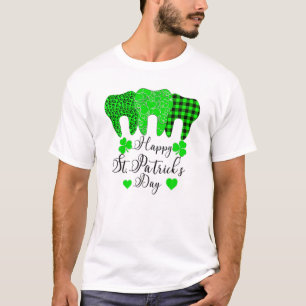 T-shirt Happy St Patrick's Day Dental Irish Leaf Plaid Leo