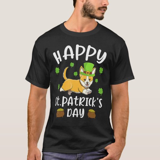 T-shirt Happy St Patrick's Day Funy Saint Patricks Corgi D (Devant)