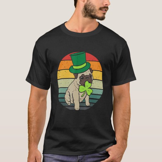 T-shirt Happy St Patricks Day Irish Pug Dog Cute Saint Pad (Devant)