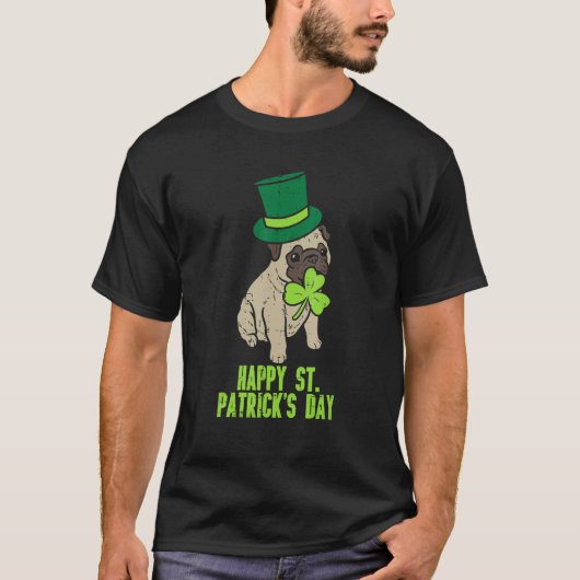 T-shirt Happy St Patricks Day Irish Pug Dog Cute Saint Pad (Devant)