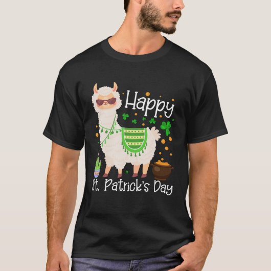 T-shirt Happy St Patricks Day Llama Dad Mom Boy Girl (Devant)