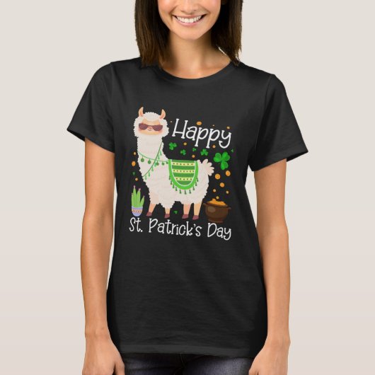 T-shirt Happy St Patricks Day Llama Dad Mom Boy Girl (Devant)