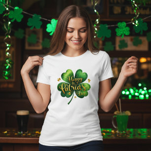 T-shirt Happy St Patrick's Day pour le Clover à quatre feu