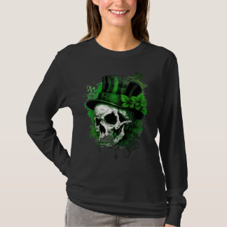 T-shirt Happy St Patricks Day Skull C Green Shamrock  3