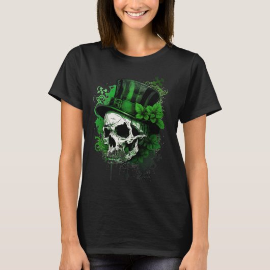 T-shirt Happy St Patricks Day Skull C Green Shamrock 3 (Devant)