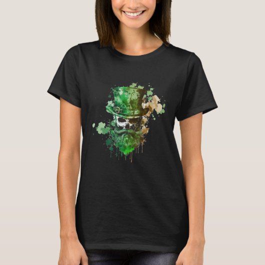T-shirt Happy St Patricks Day Skull C Green Shamrock 8 (Devant)