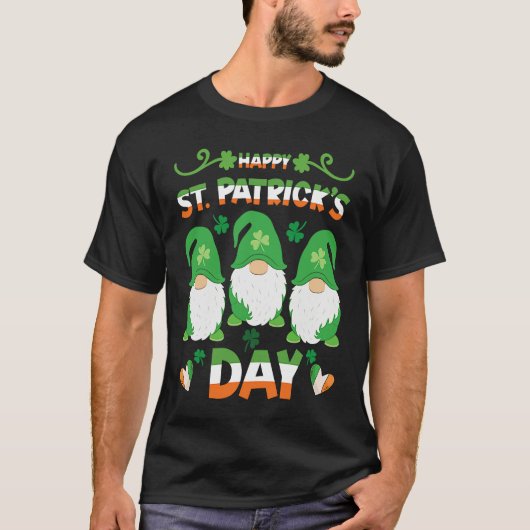 T-shirt Happy St Patrick's Day Three Gnome Irish Flag Love (Devant)