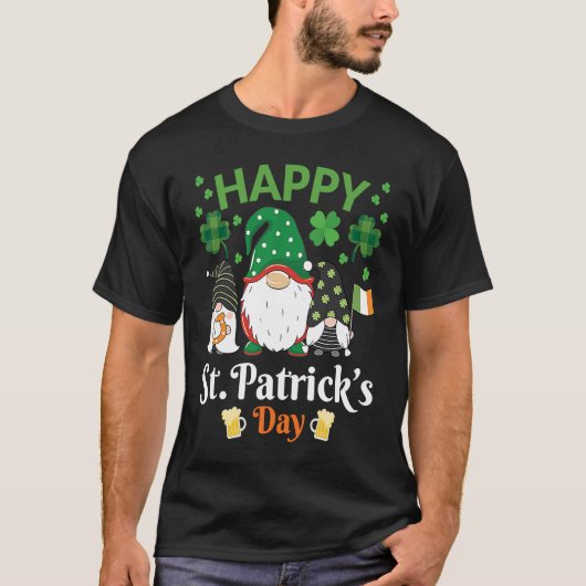 T-shirt Happy St Patrick's Day Three Gnome Irish Flag Sham (Devant)