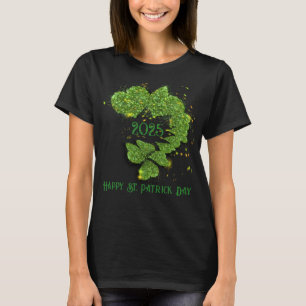 T-shirt Happy St Patty, Shamrocks verts   Coeurs étincelan