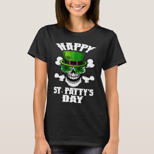 T-shirt Happy St Patty's Day St Patricks Sugar Skull Lepre (Devant)